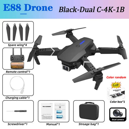 KBDFA E88Pro Drone Profesional 4K HD Dual Camera 5000 Meter Remote Control Distance Helicopter Foldable WIFI FPV Quadcopter Dron