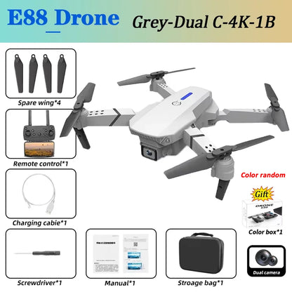 KBDFA E88Pro Drone Profesional 4K HD Dual Camera 5000 Meter Remote Control Distance Helicopter Foldable WIFI FPV Quadcopter Dron